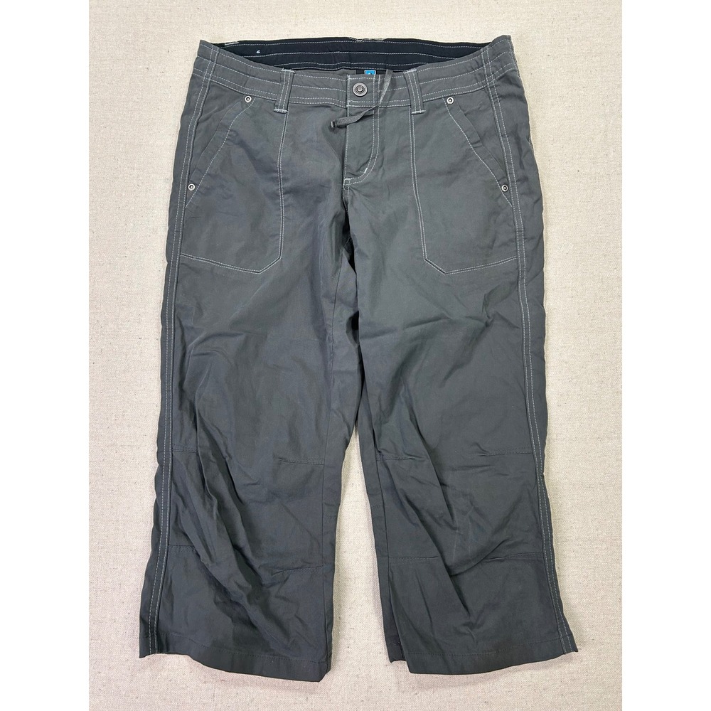 Kuhl Womens 6 Gray Hiking Capri Pants Floral Embroidered Outdoor Trekking